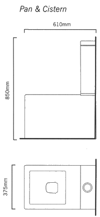 Technical image of Frozen 3 Piece Bathroom Suite.