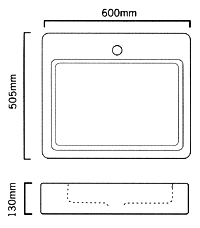 Technical image of Frozen 1 Tap Hole Wall Hung Basin.