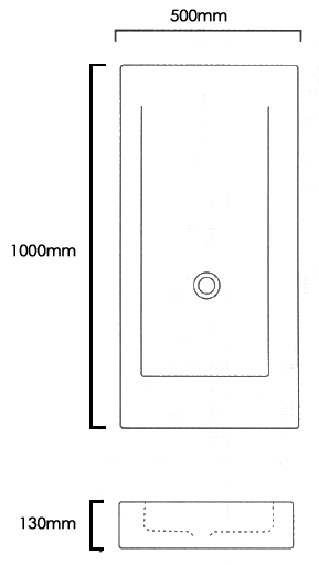 Technical image of Frozen 1 Tap Hole Wall Hung Basin 1000mm.