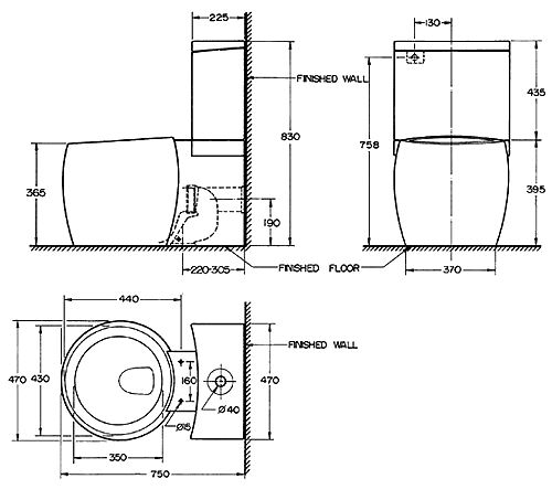 Technical image of Ofuro 3 Piece Bathroom Suite.