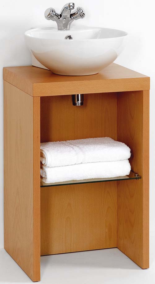 Larger image of daVinci Parisi beech cloakroom stand and circular basin, with shelf.