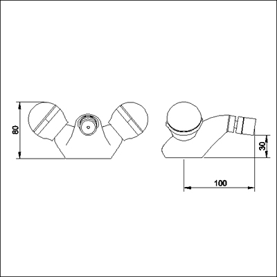 Technical image of Jupiter Mono bidet mixer tap + Free pop up waste (ceramic valves)