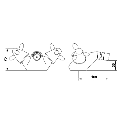 Technical image of Neptune Mono bidet mixer tap + Free pop up waste (ceramic valves)