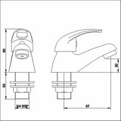 Technical image of Loop Bath taps (pair)