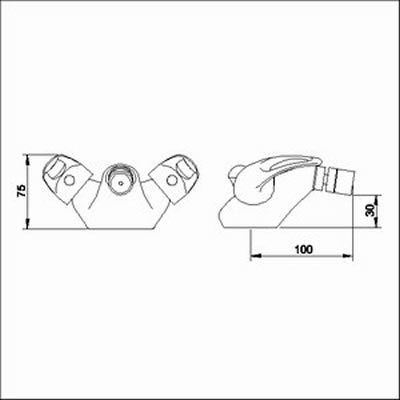 Technical image of Loop Mono bidet mixer tap + Free pop up waste