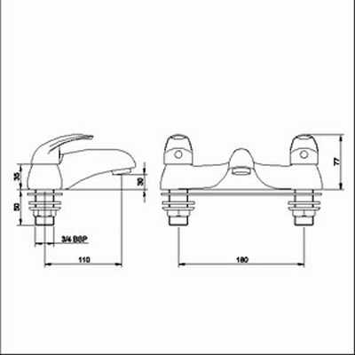 Technical image of Athena 3/4" Bath filler