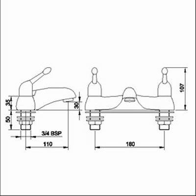 Technical image of Ultra Pacific 3/4" Bath filler