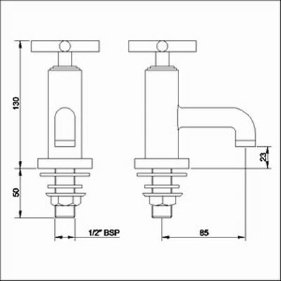 Technical image of Ultra Helix X head basin taps (pair)