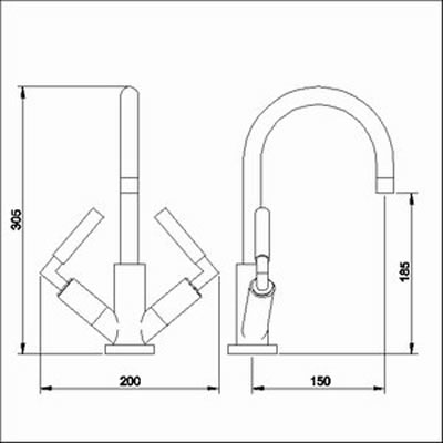 Technical image of Ultra Helix Lever mono basin mixer  + Free pop up waste