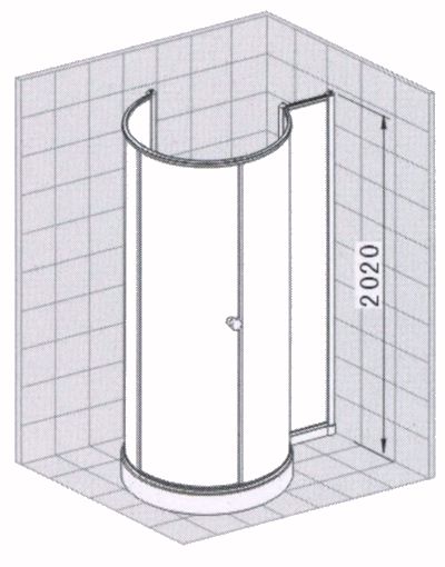 Technical image of Specials Offset quadrant shower enclosure with tray & waste (left handed).