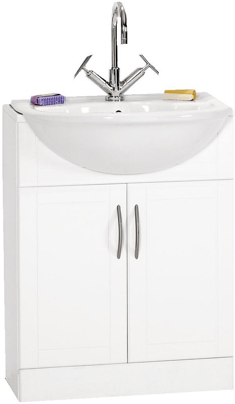 Larger image of daVinci 610mm White Vanity Unit with Monte Carlo  semi-recess basin.