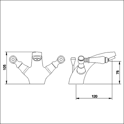 Technical image of Ultra Bloomsbury Mono basin mixer tap (Chrome) + Free pop up waste