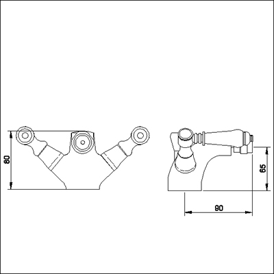 Technical image of Ultra Bloomsbury Mono bidet mixer tap (Chrome) + Free pop up waste