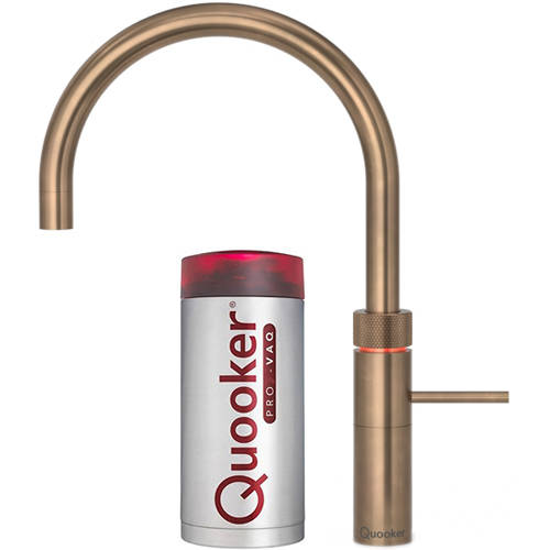 Larger image of Quooker Fusion Round Boiling Water Kitchen Tap. COMBI (Patinated Brass).