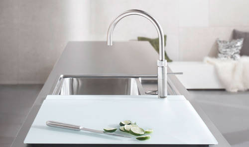 Example image of Quooker Fusion Round Boiling Water Kitchen Tap. COMBI (Patinated Brass).