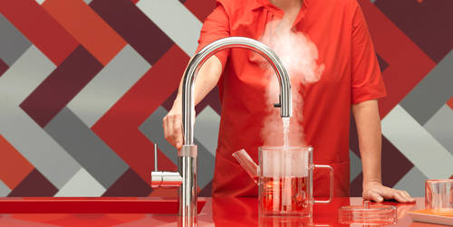 Example image of Quooker Fusion Round Boiling Water Kitchen Tap. COMBI (Patinated Brass).