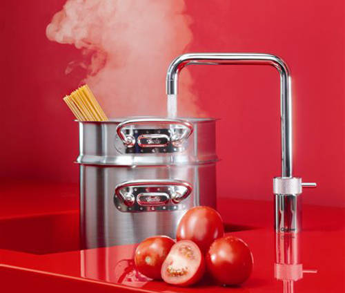 Example image of Quooker Fusion Square Boiling Water Kitchen Tap. COMBI (Black).