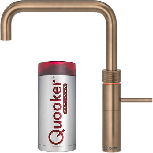 Larger image of Quooker Fusion Square Boiling Water Kitchen Tap. COMBI (Patinated Brass).