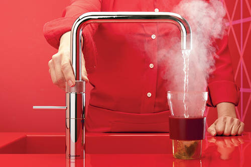Example image of Quooker Fusion Square Boiling Water Kitchen Tap. COMBI (Patinated Brass).