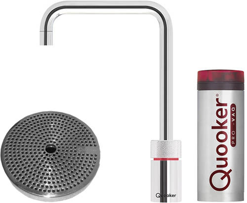 Larger image of Quooker Nordic Square Boiling Water Tap & Drip Tray. COMBI (P Chrome).