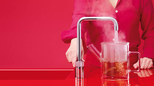 Example image of Quooker Nordic Square Boiling Water Tap & Drip Tray. COMBI (P Chrome).