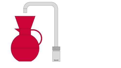 Technical image of Quooker Nordic Square Boiling Water Tap & Drip Tray. COMBI (P Chrome).