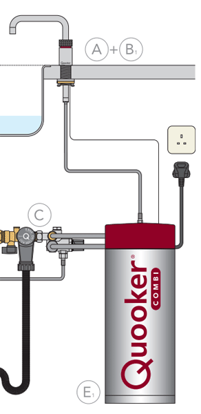 Technical image of Quooker Nordic Square Boiling Water Tap & Drip Tray. PRO11 (B Chrome).