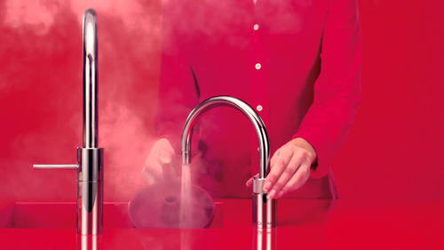 Example image of Quooker Nordic Round Boiling Water Kitchen Tap. PRO3 (Brushed Chrome).