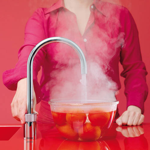 Example image of Quooker Nordic Round Boiling Water Kitchen Tap. COMBI (Brushed Chrome).