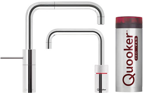 Larger image of Quooker Nordic Square Twintaps Instant Boiling Tap. COMBI (Polished Chrome).