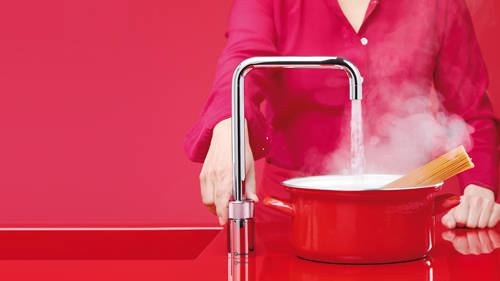 Example image of Quooker Nordic Square Twintaps Instant Boiling Tap. PRO7 (Brushed Chrome).