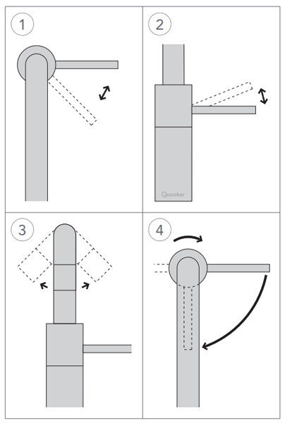 Technical image of Quooker Nordic Square Twintaps Instant Boiling Tap. COMBI (Brushed Chrome).