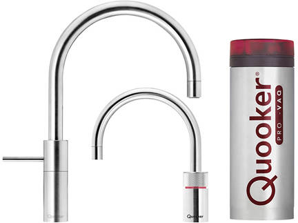 Larger image of Quooker Nordic Round Twintaps Instant Boiling Tap. PRO11 (Brushed Chrome).