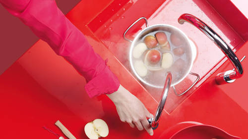 Example image of Quooker Nordic Round Twintaps Instant Boiling Tap. PRO11 (Brushed Chrome).