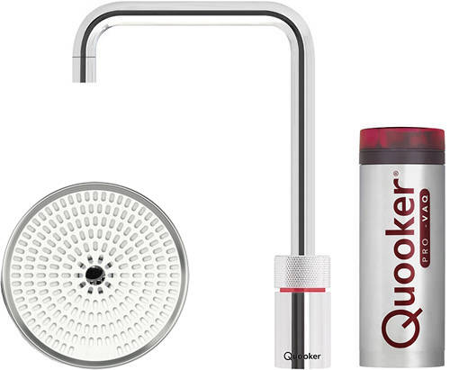 Larger image of Quooker Nordic Square Boiling Water Tap & Drip Tray. PRO11 (P Chrome).