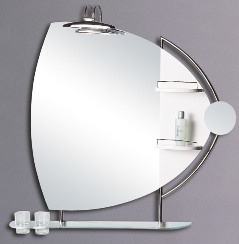Larger image of Reflections Chester illuminated bathroom mirror with shelves. 1000x950mm.