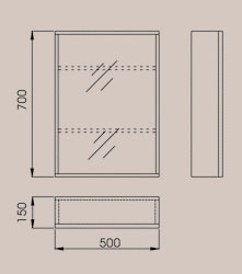 Technical image of Reflections Clonmel bathroom cabinet. 500x700mm.