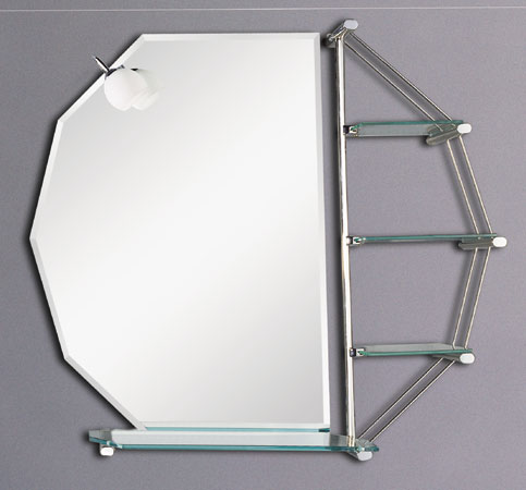 Larger image of Reflections Hexham illuminated bathroom mirror with shelves. 800x840mm.