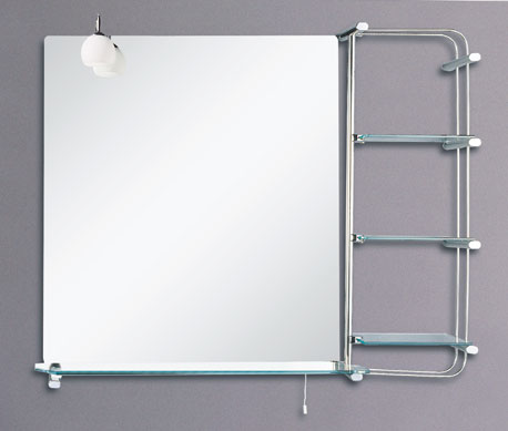 Larger image of Reflections Irvine illuminated bathroom mirror with shelves. 900x700mm.