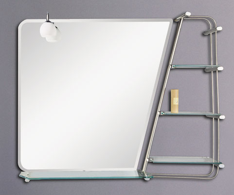 Larger image of Reflections Maltby illuminated bathroom mirror with shelves. 900x750mm.