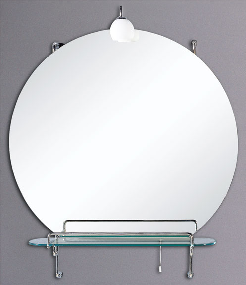 Larger image of Reflections Paisley illuminated bathroom mirror with shelf. 700x760mm.
