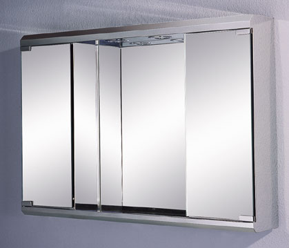 Larger image of Reflections Westport stainless steel bathroom cabinet & light. 650x460mm.