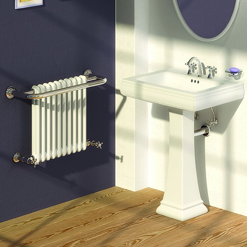 Example image of Reina Radiators Camden Traditional Towel Radiator (Chrome). 680x508mm.