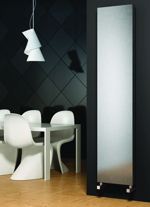 Larger image of Reina Radiators Juno Vertical Radiator (Satin Stainless Steel). 400x1800.