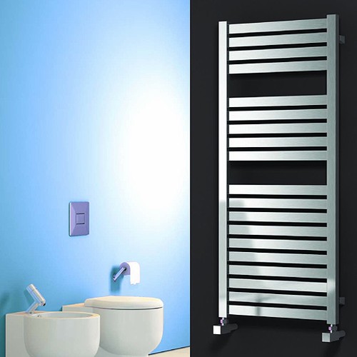 Larger image of Reina Radiators Aosta Towel Radiator (Stainless Steel). 835x530mm.