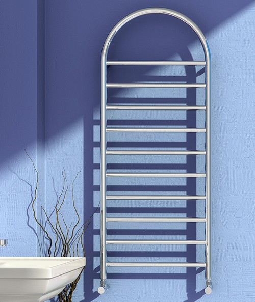 Larger image of Reina Radiators Arc Towel Radiator (Stainless Steel). 1000x500mm.