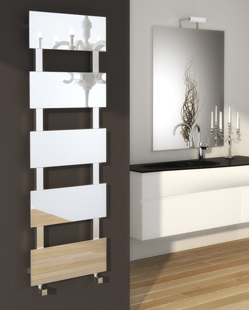 Larger image of Reina Radiators Mirror Towel Radiator (Stainless Steel). 1433x473mm.