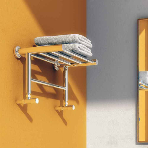 Larger image of Reina Radiators Troisi Towel Radiator Shelf (Stainless Steel). 294x532.