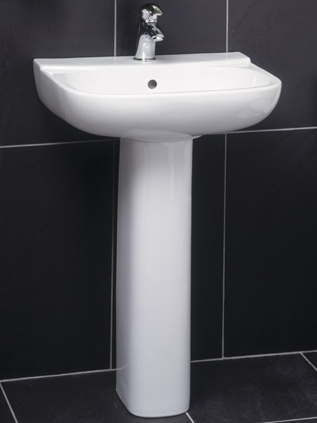 Larger image of RAK Amy 1 Tap Hole Basin & Pedestal. 550mm.