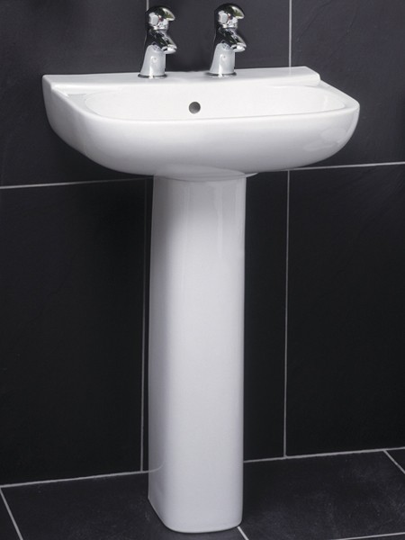 Larger image of RAK Amy 2 Tap Hole Basin & Pedestal. 550mm.